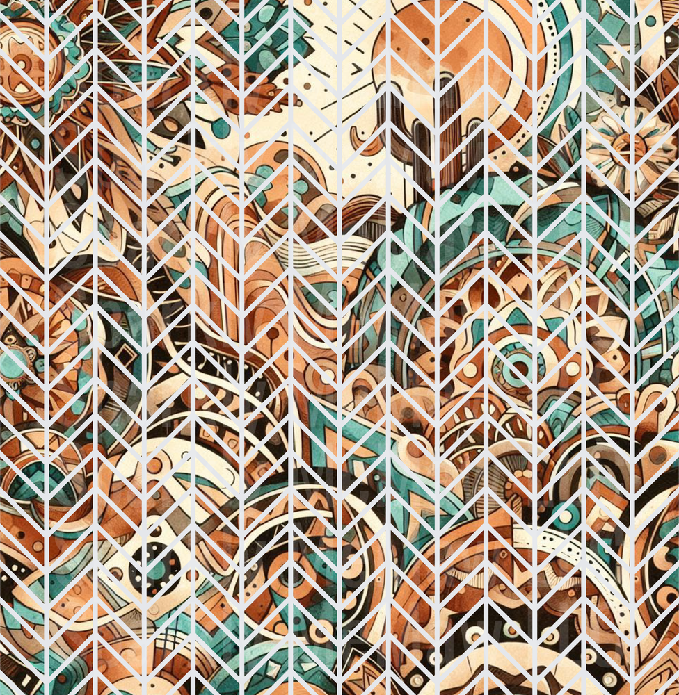 Boho Aztec Doodle Pattern 10x10 inch sheet