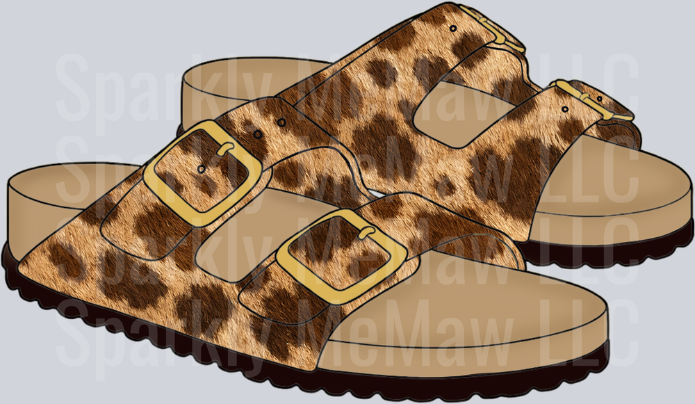 Leopard Print Birkenstock Style Sandals UV DTF Decal