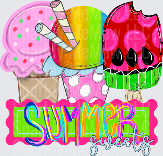 Summer Sweets UV DTF Decal - Colorful Ice Cream Cones and Popsicles