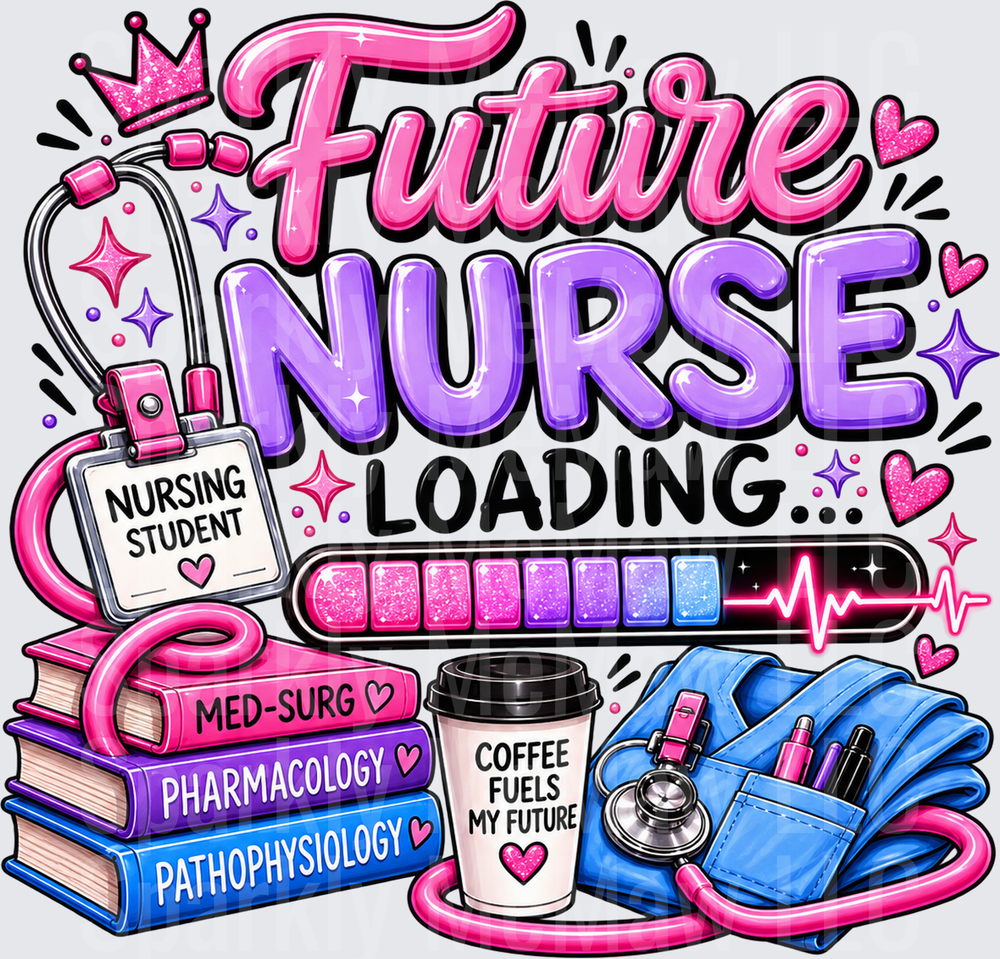 Future Nurse Loading UV DTF DECAL (HARD SMOOTH SURFACE)