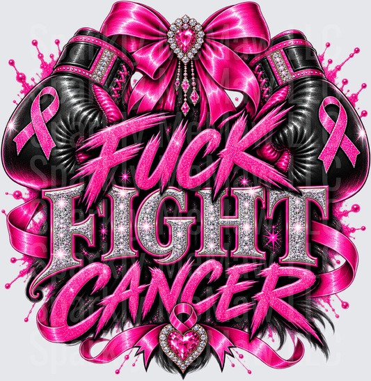 F*ck Fight Cancer Glam Boxing Gloves UV DTF Decal