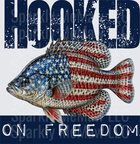Hooked On Freedom Patriotic American Flag Fish UV DTF Decal