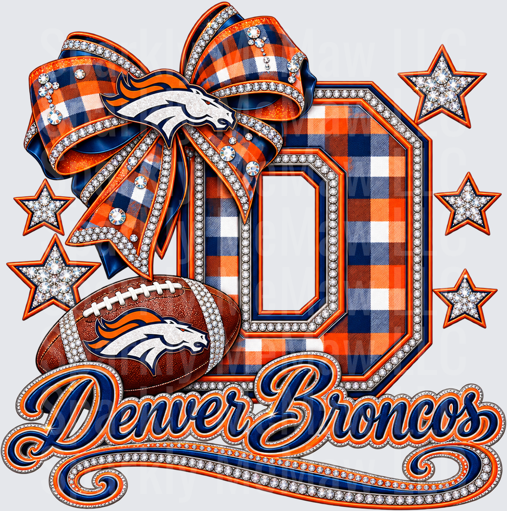 Denver Broncos Glam Bow UV DTF Decal