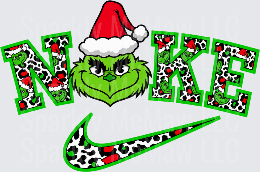 Grinch Christmas Swoosh Design UV DTF DECAL (HARD SMOOTH SURFACE)