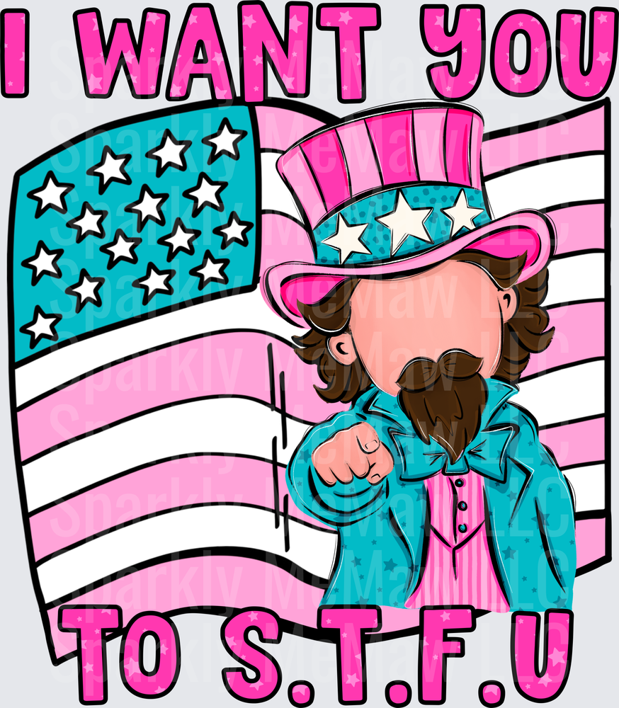 I Want You Uncle Sam Pink American Flag UV DTF Decal