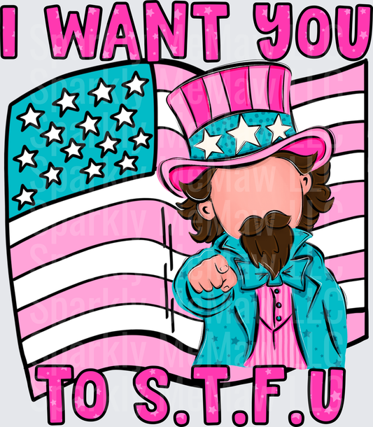 I Want You Uncle Sam Pink American Flag UV DTF Decal