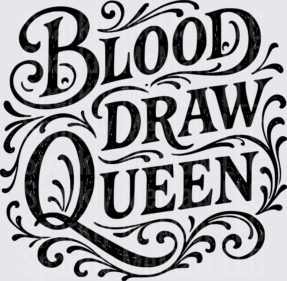 Blood Draw Queen Ornate Victorian Typography UV DTF Decal