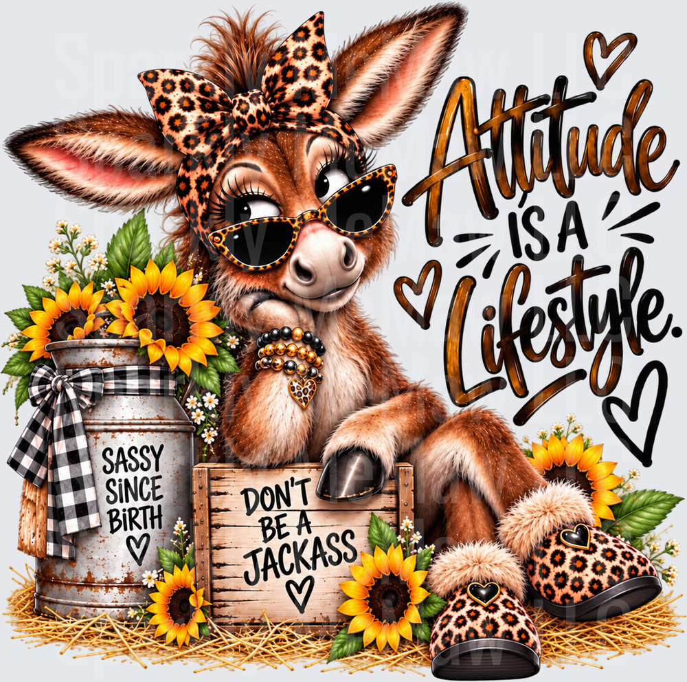 Sassy Donkey Attitude Lifestyle UV DTF Decal