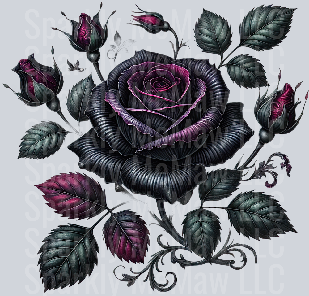 3 Gothic Flowers Clip Art UV DTF Decal