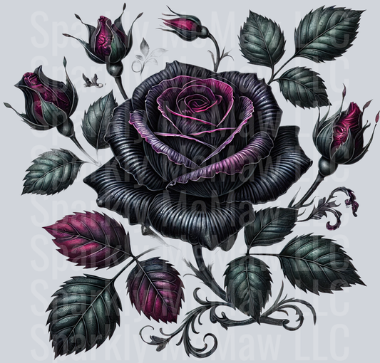 3 Gothic Flowers Clip Art UV DTF Decal