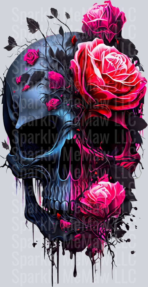 Skull with Roses UV DTF Decal