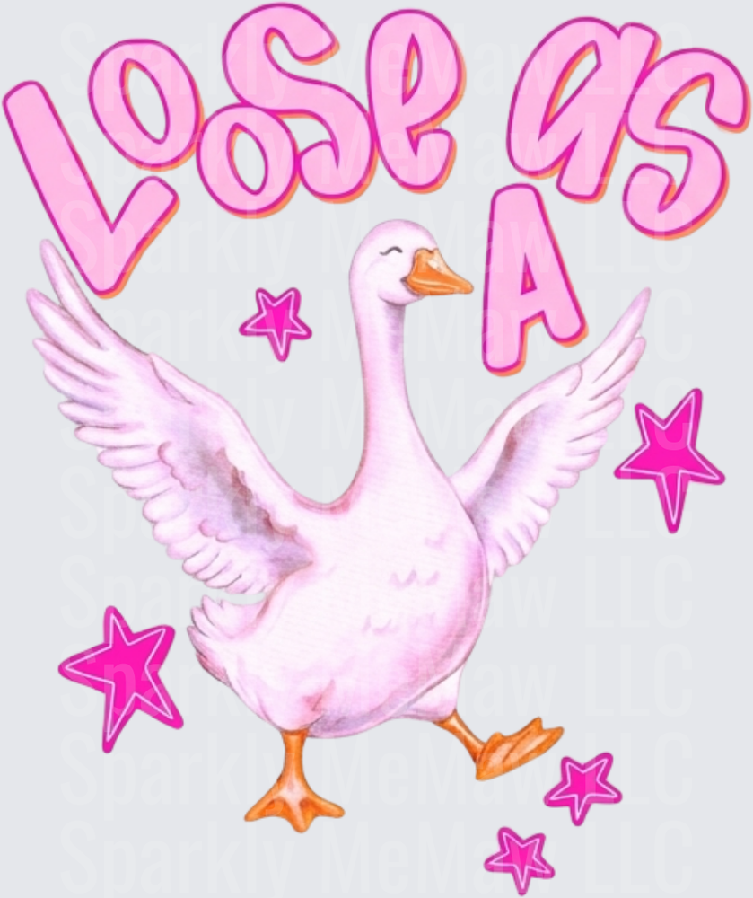 Loose as A Goose Pink Swan with Stars UV DTF Decal