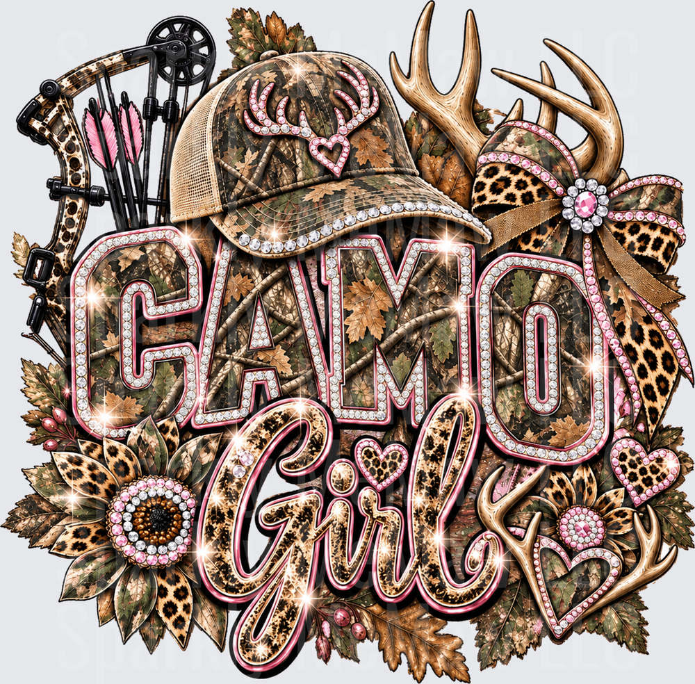 Camo Girl Rhinestone Hunting Design is a UV DTF Decal