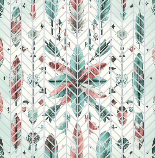 Western Feather Cut N Stick 10x10 uv dtf sheet