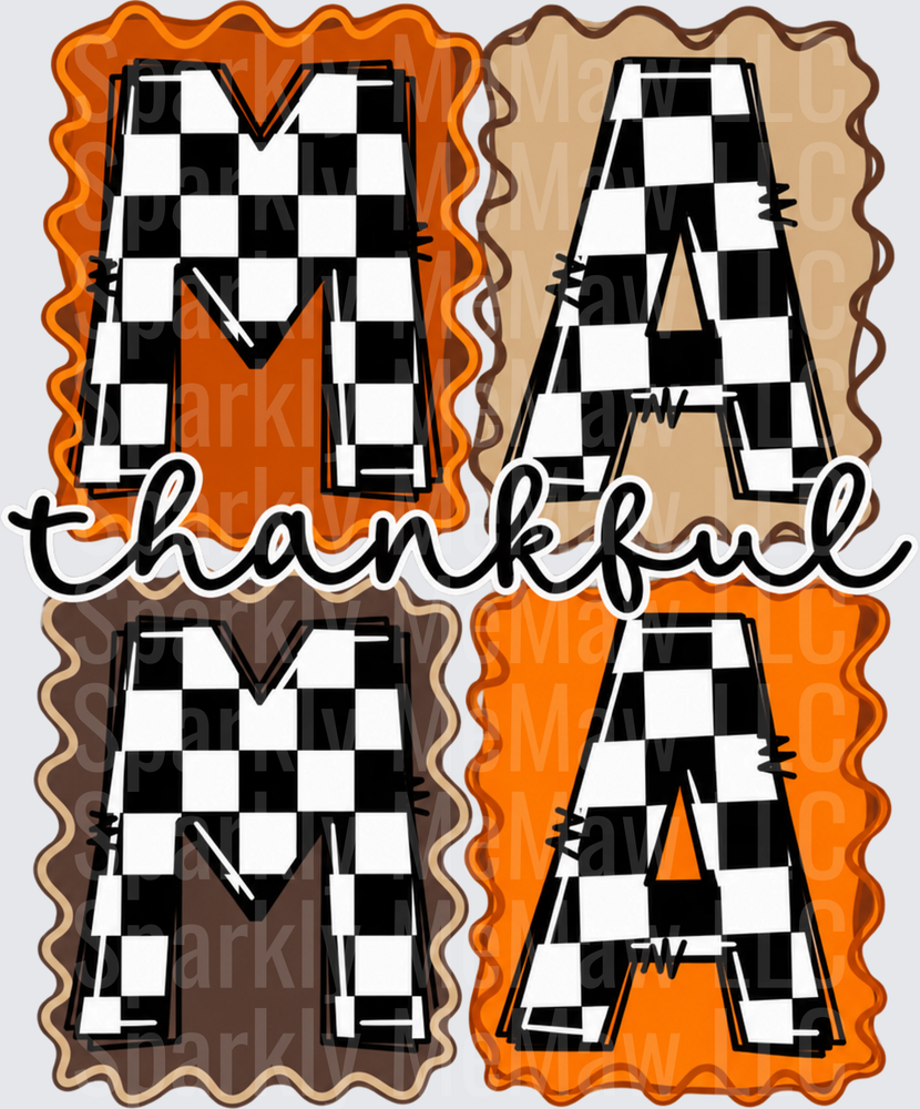 Thankful Mama Checkered Fall Design UV DTF Decal