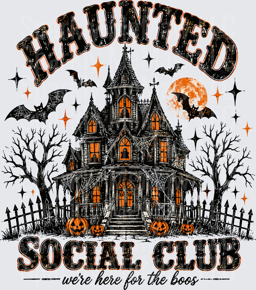 Haunted Social Club Halloween Design UV DTF Decal