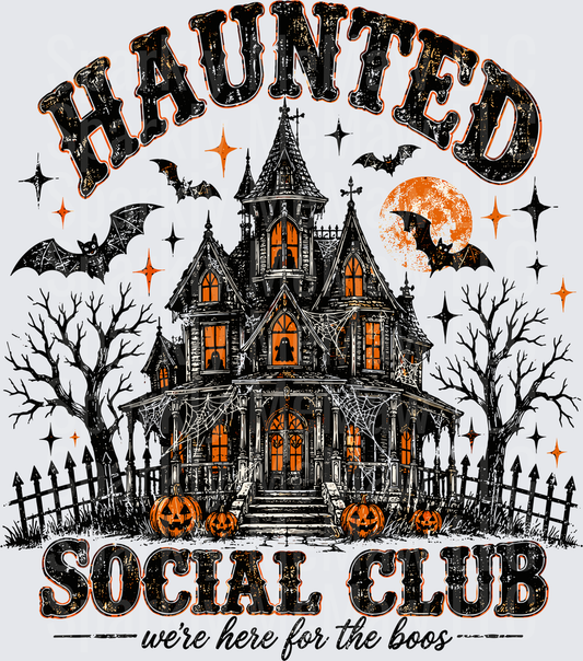 Haunted Social Club Halloween Design UV DTF Decal