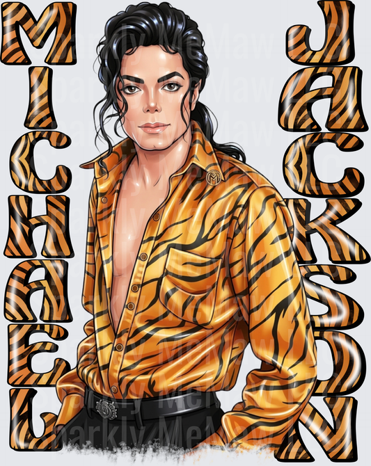 Michael Jackson Tiger Print Shirt Portrait UV DTF Decal
