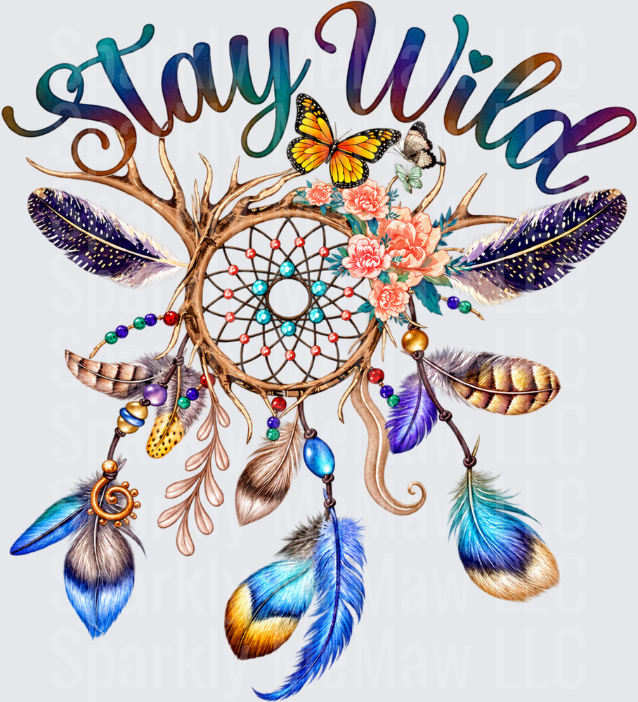 Stay Wild Boho Dreamcatcher DTF Transfer for Fabrics