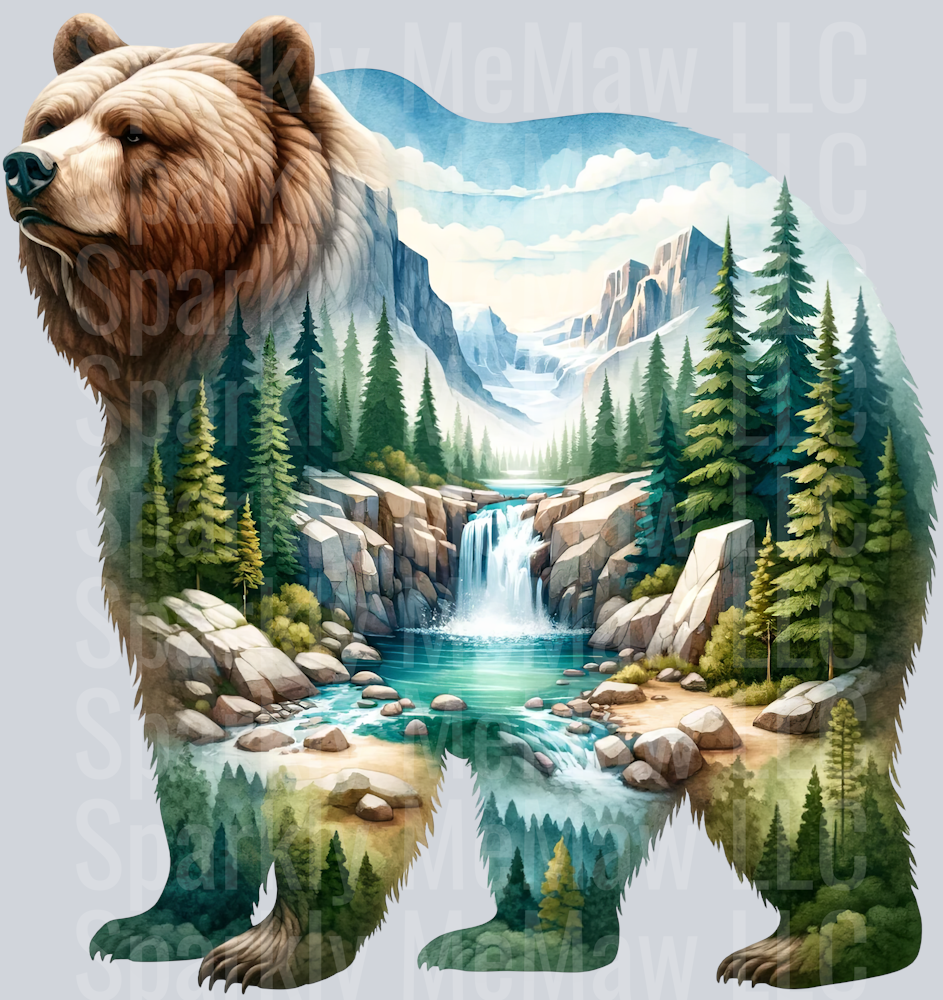 3 Landscape Bears Clip Art Decal
