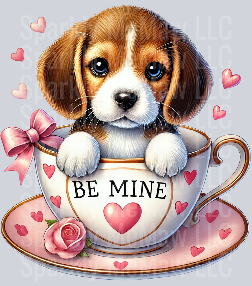 Valentines Cup Puppy 26  UV DTF Decal