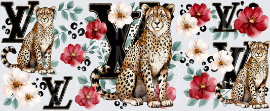 Cheetah Floral Luxury Monogram This is a UV DTF 16 OZ Wrap