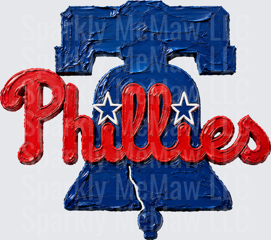 Philadelphia Phillies Liberty Bell Logo with Textured Paint Effect DTF Transfer for Fabric