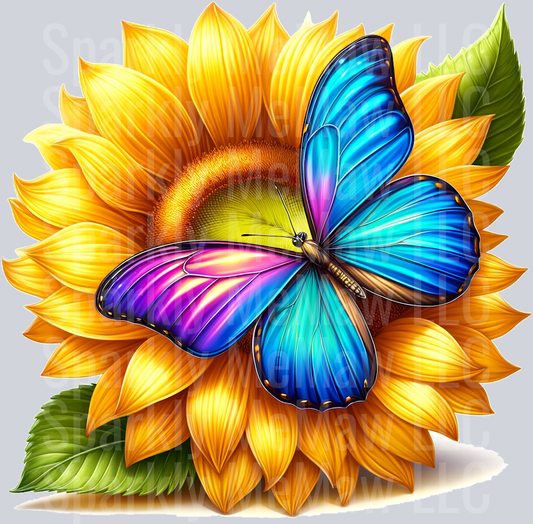 4 Sunflower Butterfly Clip Art UV DTF Decal