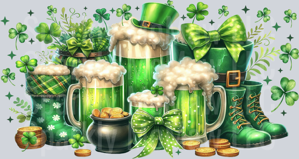 St. Patricks' day 2 16 oz glass can