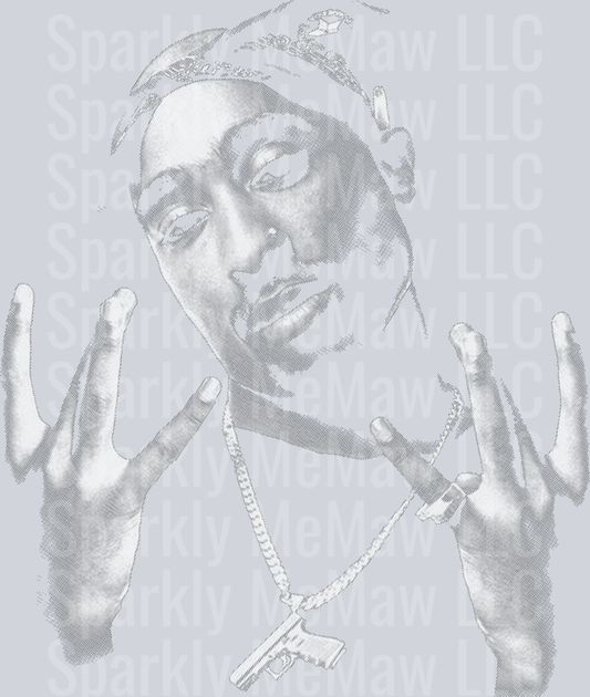 Tupac 2 Halftone DTF Transfer (Fabric)