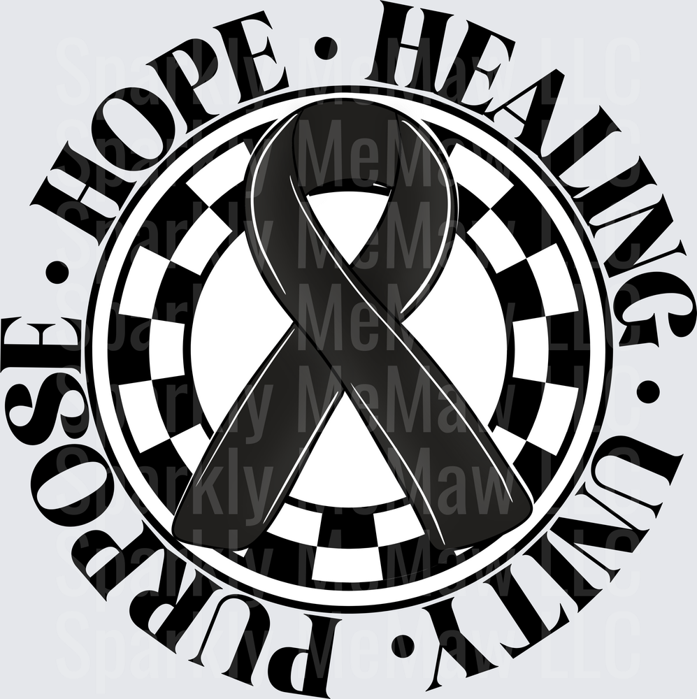 Black Awareness Ribbon Hope Healing Unity Purpose Circle Design UV DTF Decal