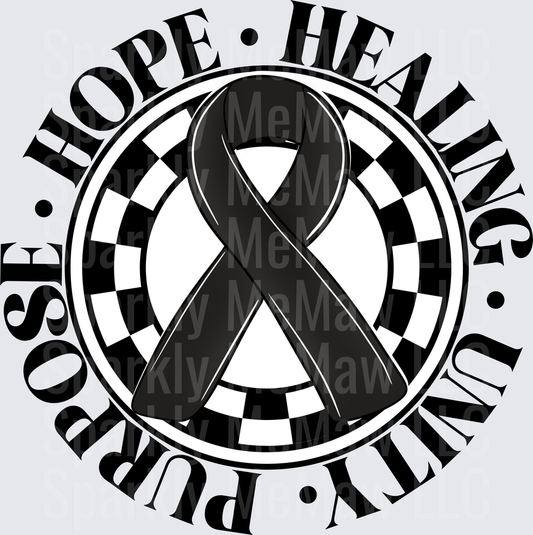 Black Awareness Ribbon Hope Healing Unity Purpose Circle Design UV DTF Decal