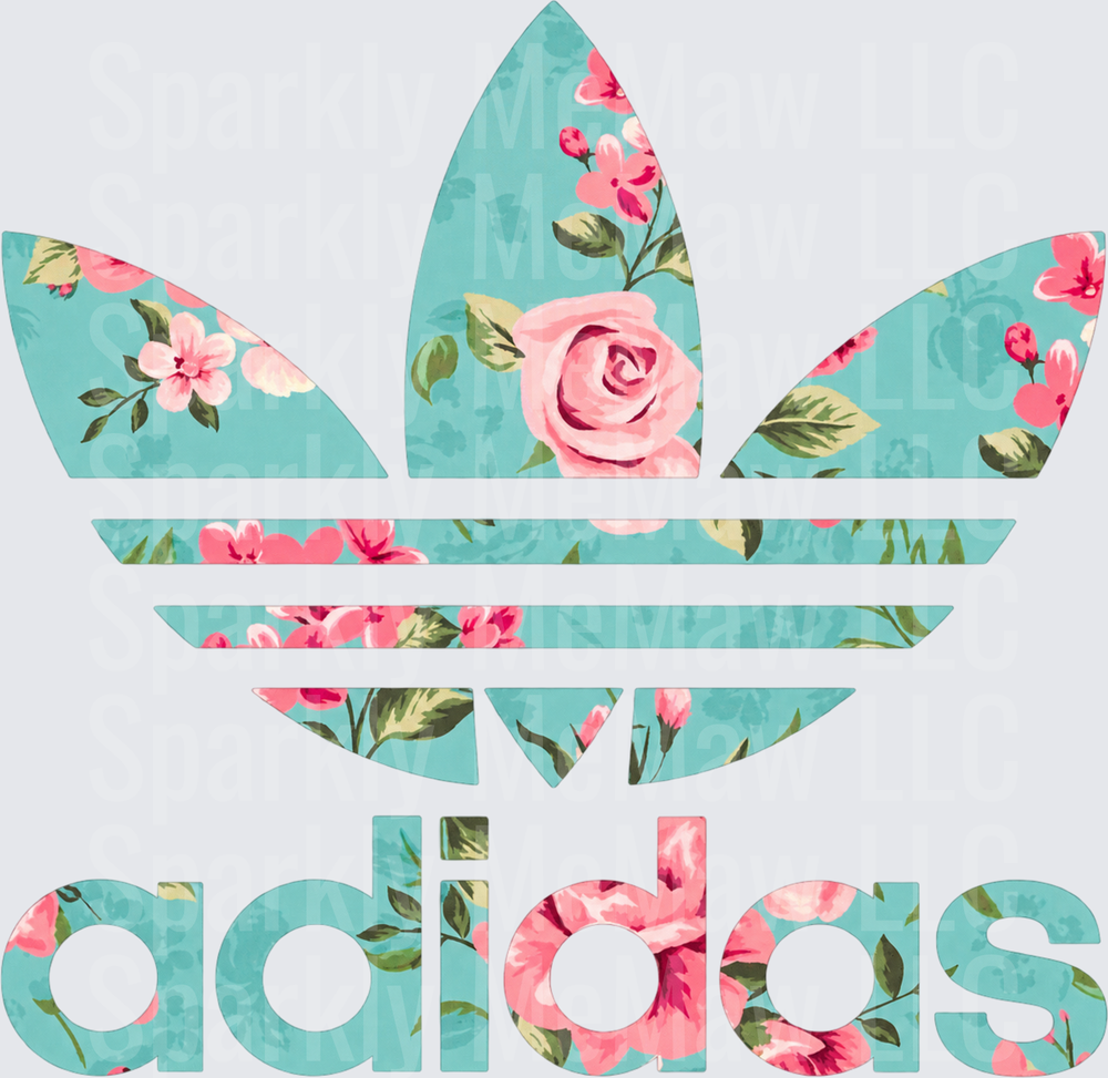 Floral Adidas Trefoil Logo DTF Transfer for Fabrics