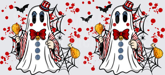 Patriotic Ghost Fried Chicken Halloween UV DTF 16 OZ Wrap