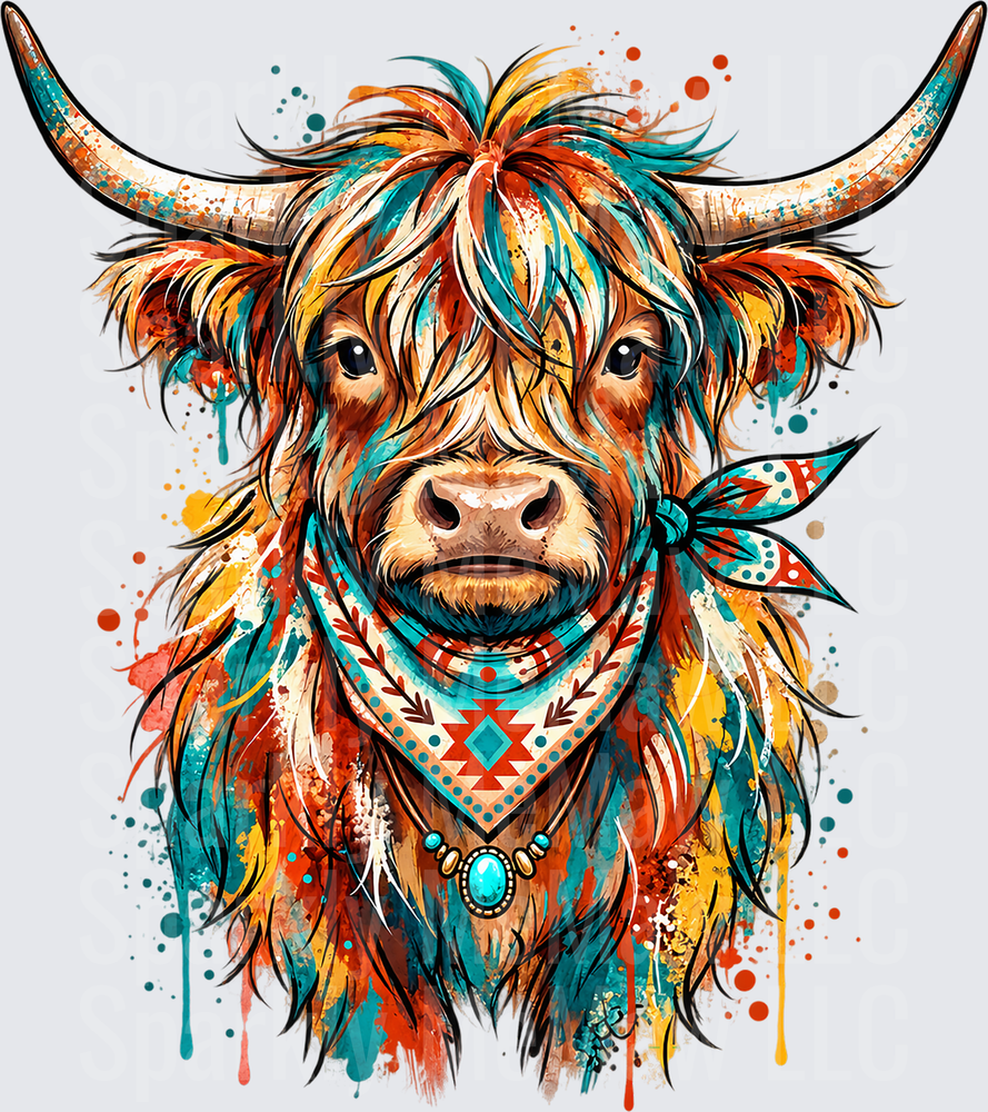 Boho Highland Cow UV DTF Decal