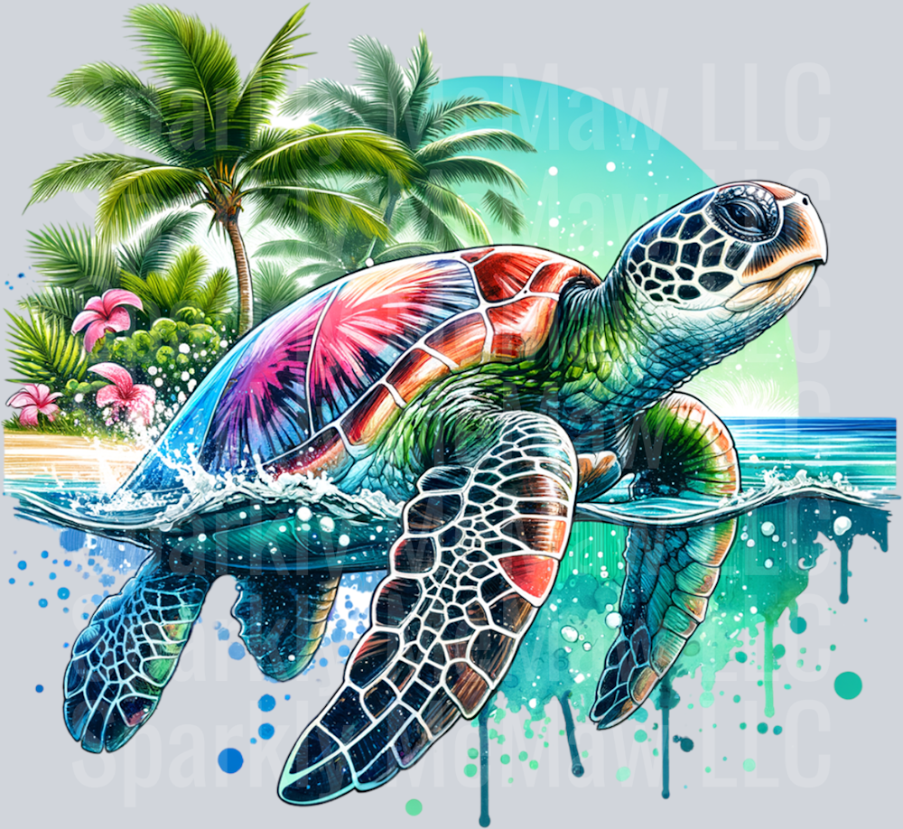 WaterColor Sea Turtle UV DTF Decal