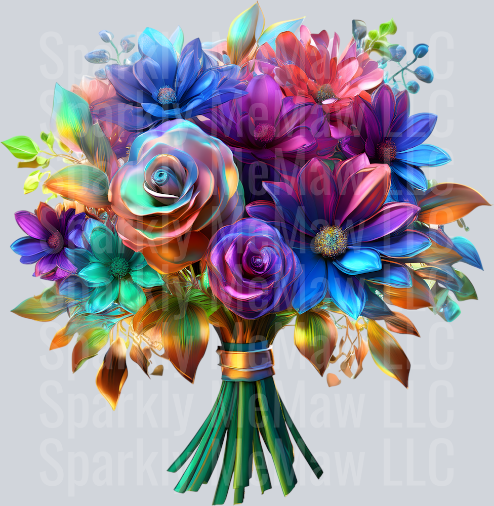 jewel tone floral clipart (161) UV DTF Decal