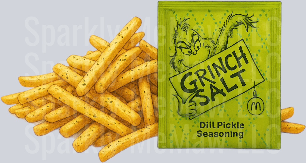 Grinch fries  UV DTF Decal (printed in width)