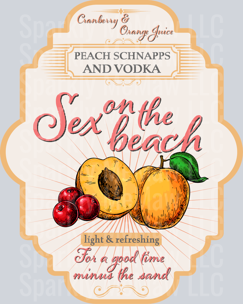 Sex on the beach label-02 UV DTF Decal
