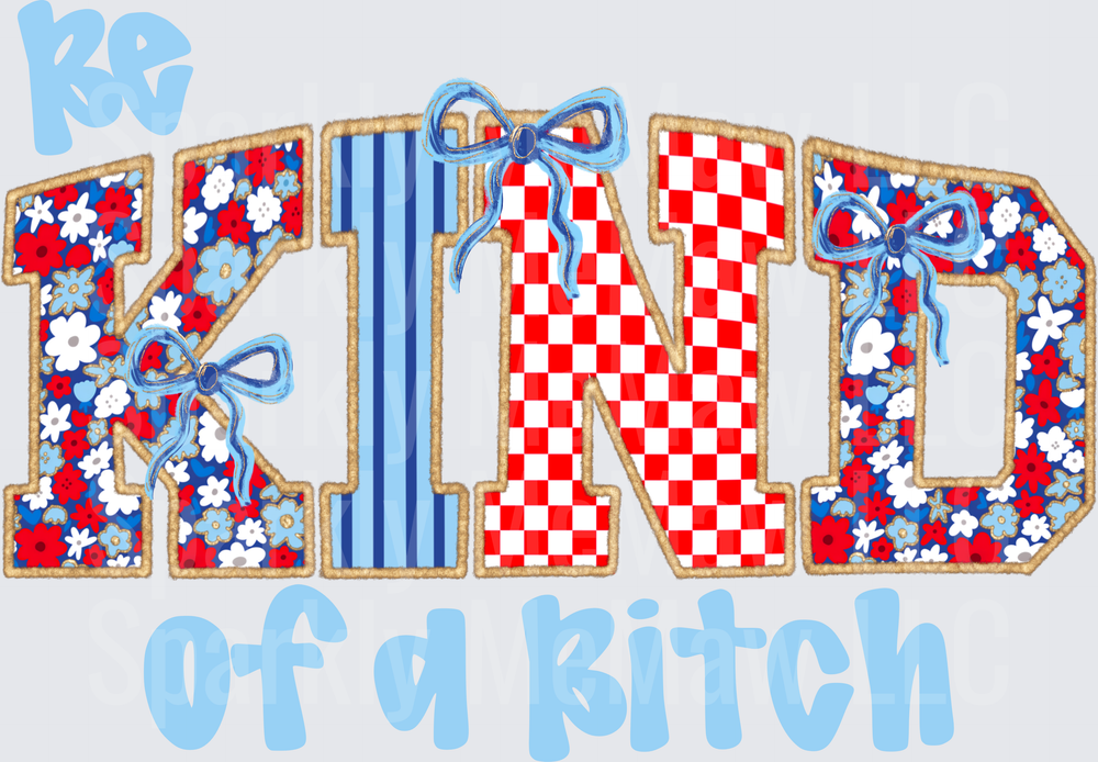 Be Kind Patriotic Letters with Ribbons and Flowers UV DTF Decal