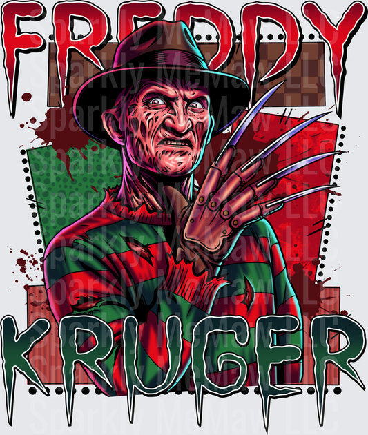 Freddy Krueger Horror Movie Character with Razor Glove and Fedora Hat DTF Transfer