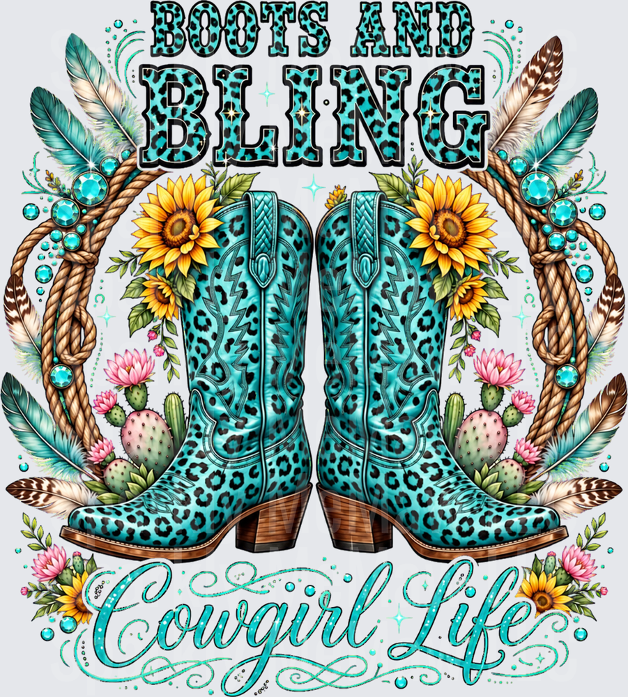 Boots And Bling Cowgirl Life UV DTF Decal
