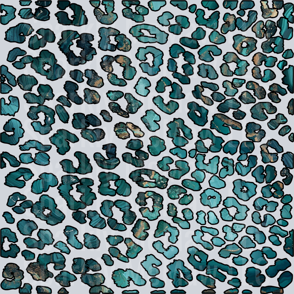 JAGGED EDGE TEAL LEOPARD 10x10 UV DTF Sheet
