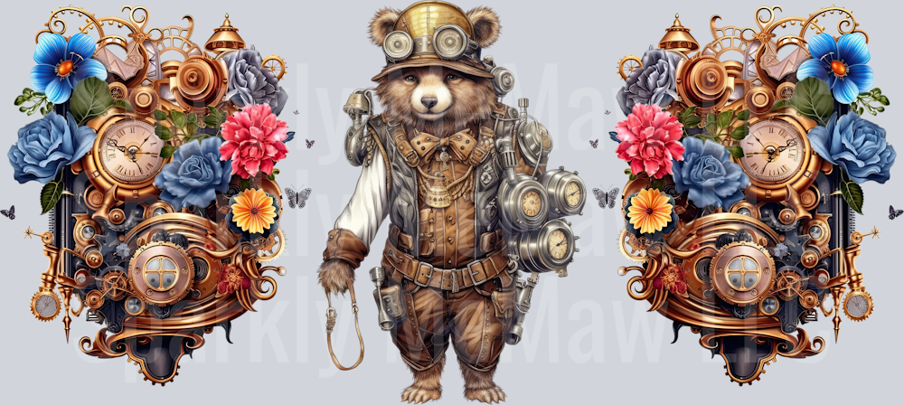 Bear Flower 16oz glass can wrap