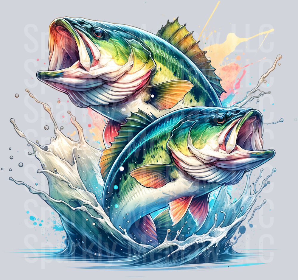 bass fish 2 Clip Art UV DTF Decal
