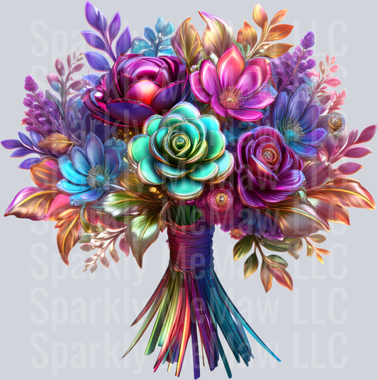 jewel tone floral clipart (132) UV DTF Decal