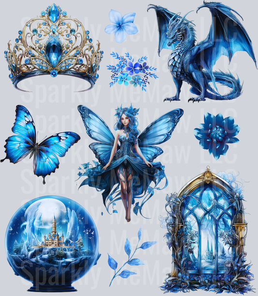 Blue.and.Magical.  UV DTF Element Sheet