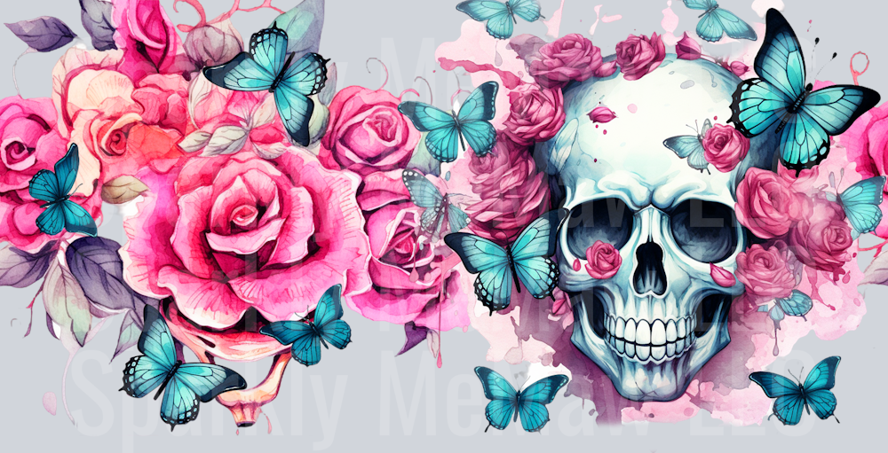 Skulls and Butterflies UV DTF Decal