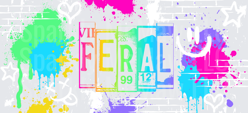 Feral License Plate Splatter UV DTF 16 OZ Wrap