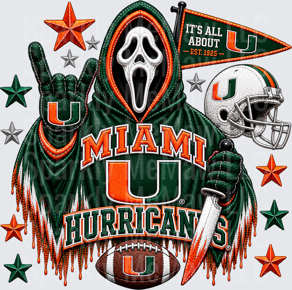 Miami Hurricanes Ghostface Horror UV DTF Decal
